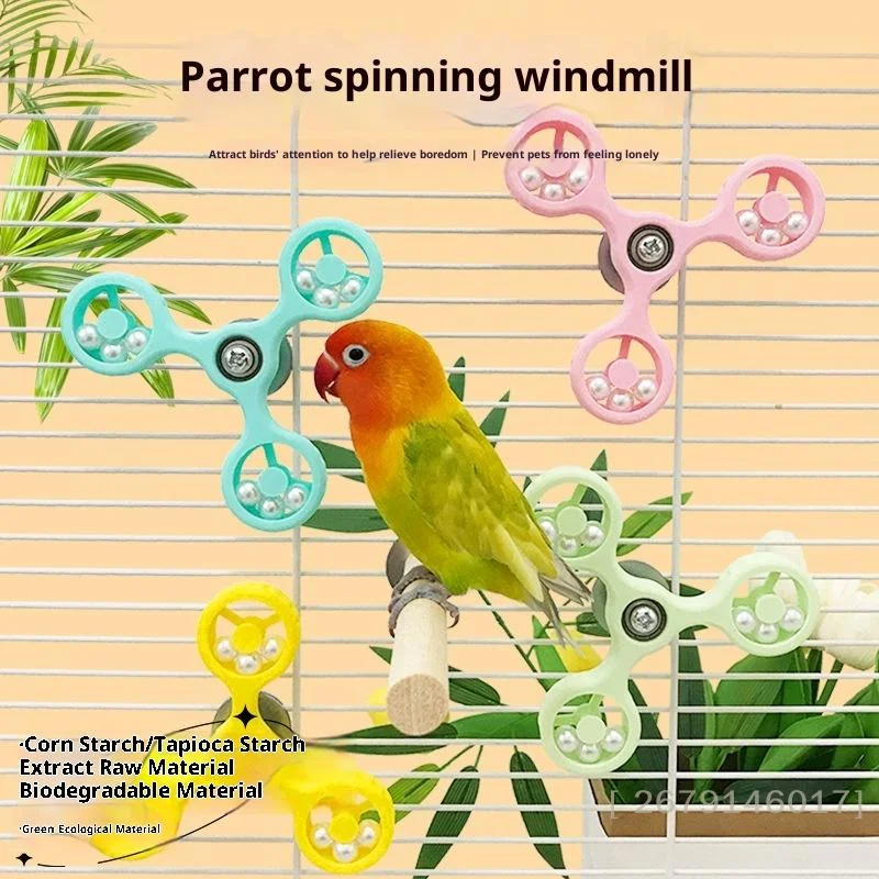 {YY26} Interactive Bird Parrot Rotating Windmil Pet Parrot Self Pleasure Relieve Boredom Bite Toy Bird Cage Accessories〔YY26〕