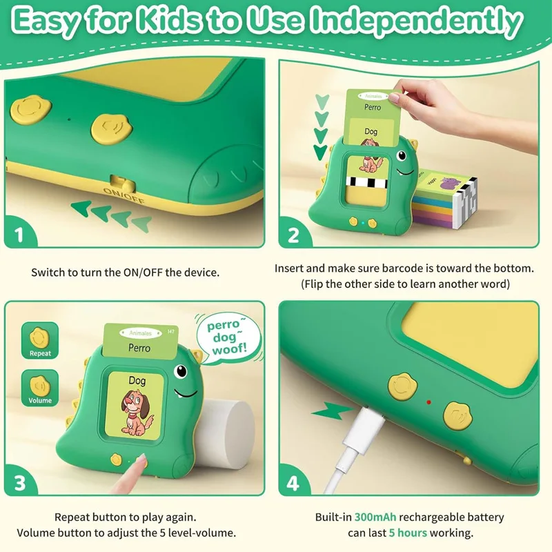 Spagnolo Inglese Prima Educazione Macchina per l'apprendimento Lettore di carte Macchina per carte di illuminazione Giocattoli per bambini