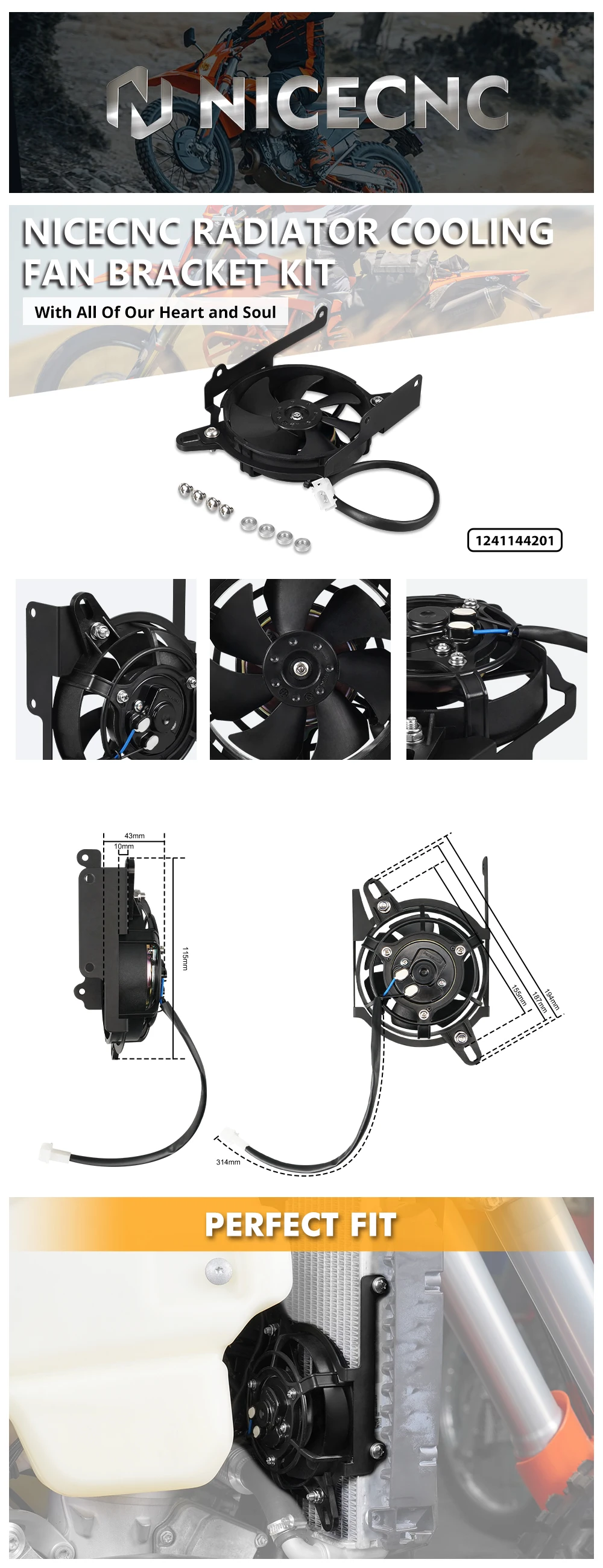 NICECNC Für KTM TBI EXC 300 EXCF 350 SX 250 SXF 450 2024 2025 Elektrische Kühler Lüfter Set für Husqvarna TE300 GasGas EC300 – Detail 2