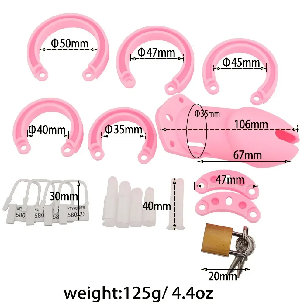 4 Colors Silicone cb6000s Short Long Male Chastity Device With 5 size Penis Ring Cock Cage Sex Toys for Men Penis Urethral Lock