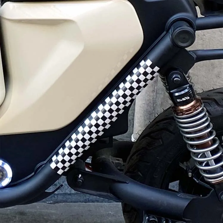 Black White Checkered Racing Stripe Sticker Electric Scooter Side Pole Decal for Motorcycle Scooter Waterproof