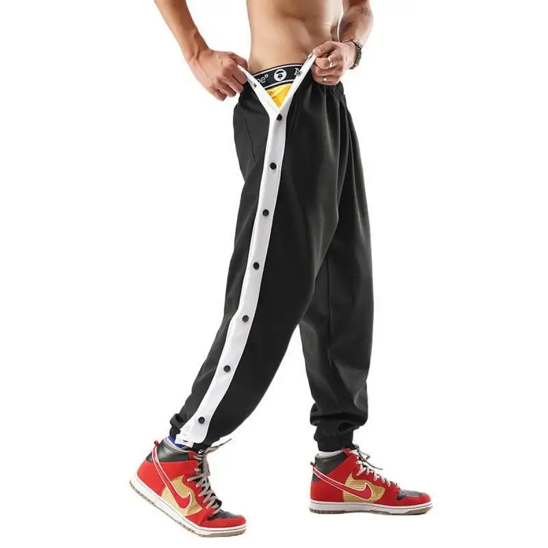 Quick Release Basketball Pants Sporty Button-Up Casual Trousers Straight Leg Neutral Style for Men And Women