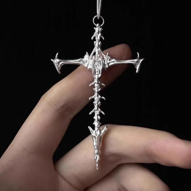 Y2K Skeleton Cross Pendant Necklace