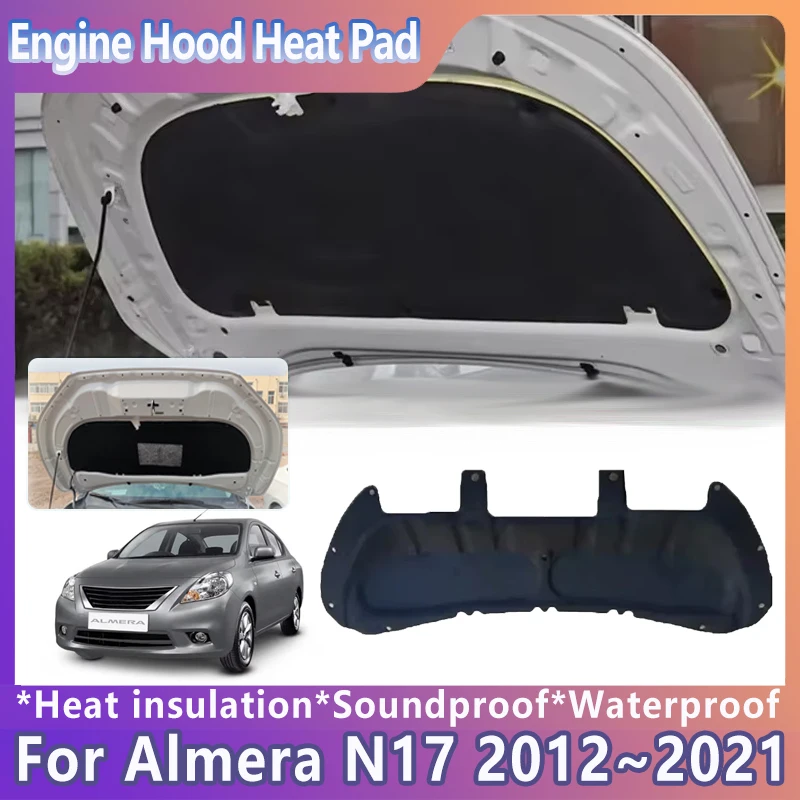 

Car Accessories For Nissan Almera N17 MK3 2012~2021 Latio Sunny Versa Front Hood Heat Insulation Pad Soundproof Cotton Mat Sound