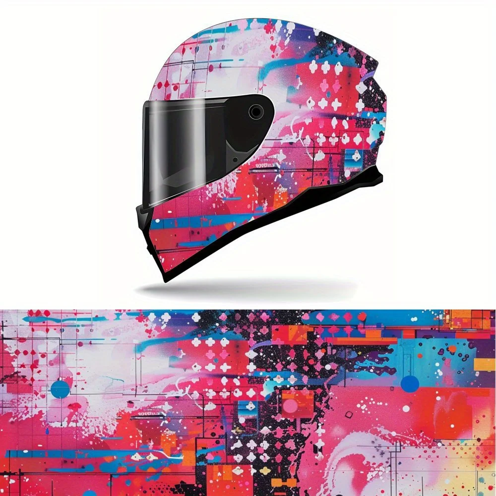 

Неоновое цифровое искусство, стиль киберпанка, абстрактный дизайн, виниловая пленка для шлема, водонепроницаемые съемные наклейки для мотоциклетных велосипедных шлемов, A