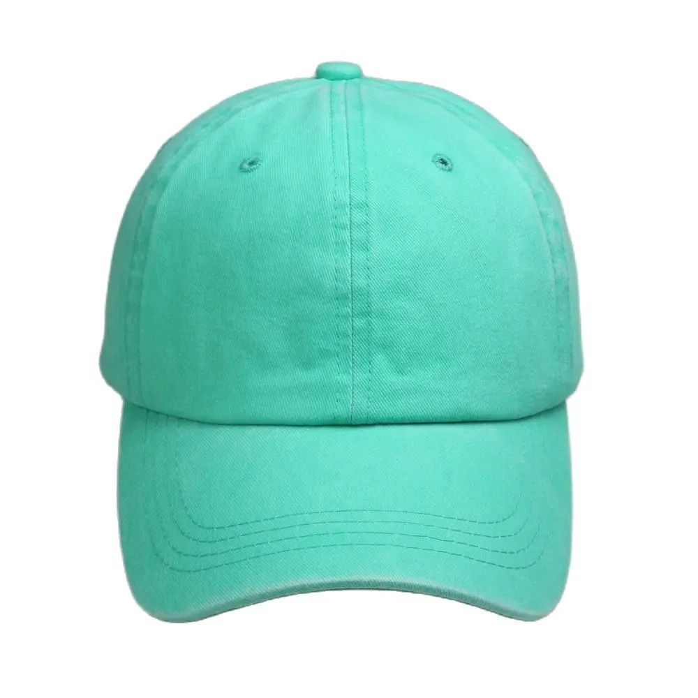 Ladies Mint Green Unstructured Baseball Cap Washed Cotton 6 Panel Ball Cap Retro Women\'s Hats Neon Yellow Neon Pink