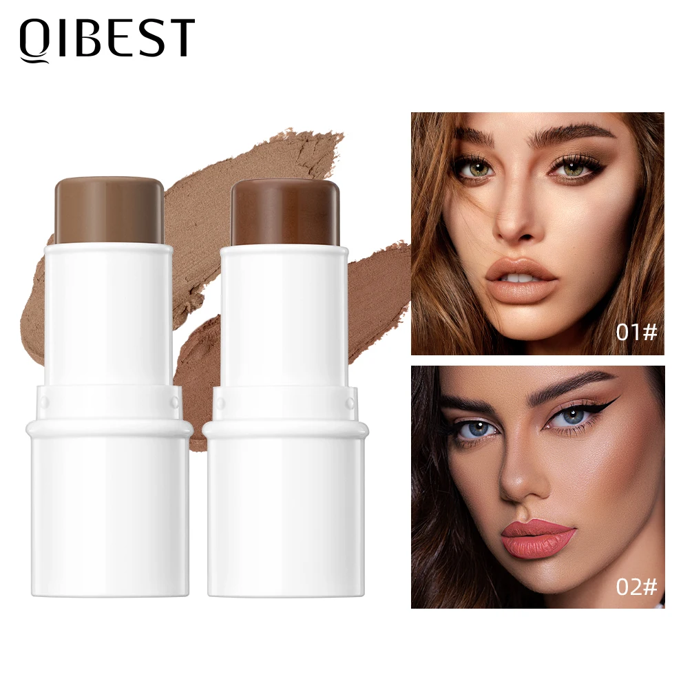 QIBEST Highlighter Makeup Glitter Contouring Bronzer For Face Shimmer Powder Creamy Texture Illuminator Stick Women Cosmetics