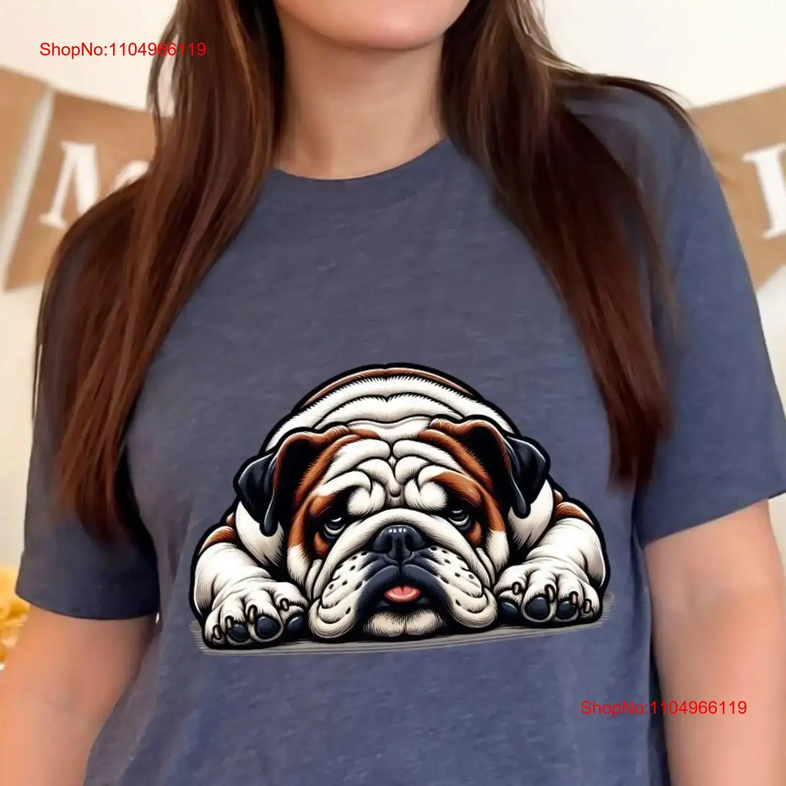

English Bulldog T Shirt Dog Lover Idea Pet Owner Apparel Casual Wear Animal Illustration Cotton Top vintage Washed streetwear