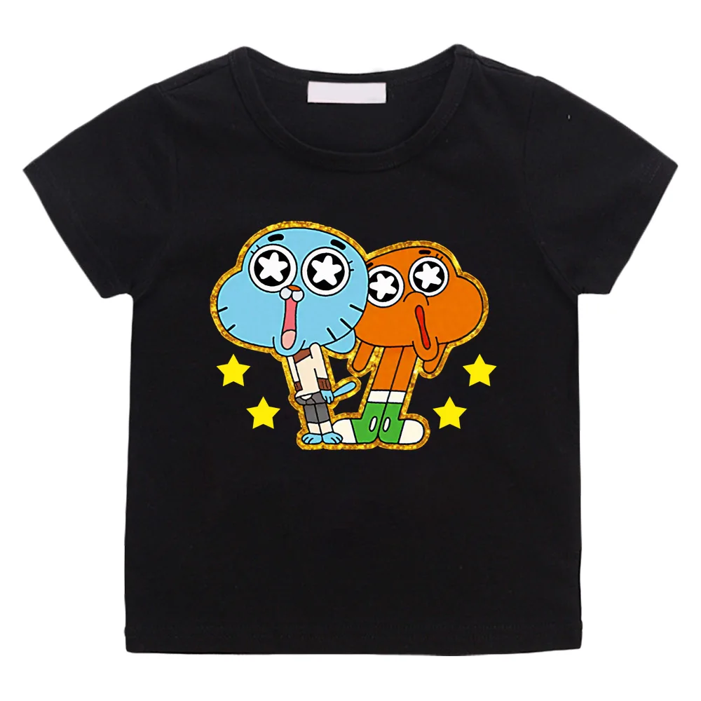 

The Wonderfully Weird World of Gumball Summer Cartoon 100%Cotton Print Cartoon Short Sleeve Children T-Shirt Animation Costumes