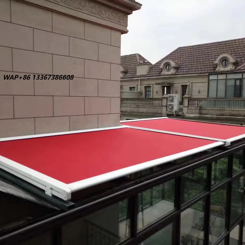 Outdoor Motorized Skylight/Sunroom Roof Awnings Horizontal Electric Retractable Conservatory Awning