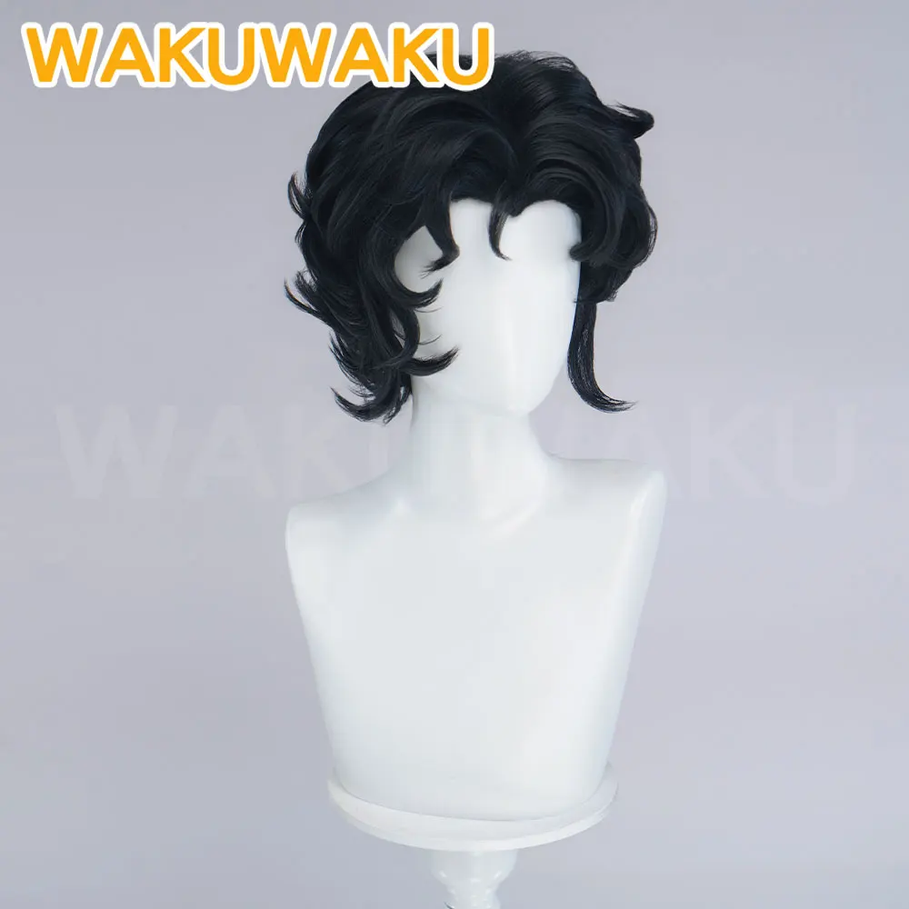 IN STOCK Harlequin Pierrot Cosplay Wig Game WakuWaku Men White Short Hair Pierrot Halloween Cosplay Hair Free Wig Cap view 6
