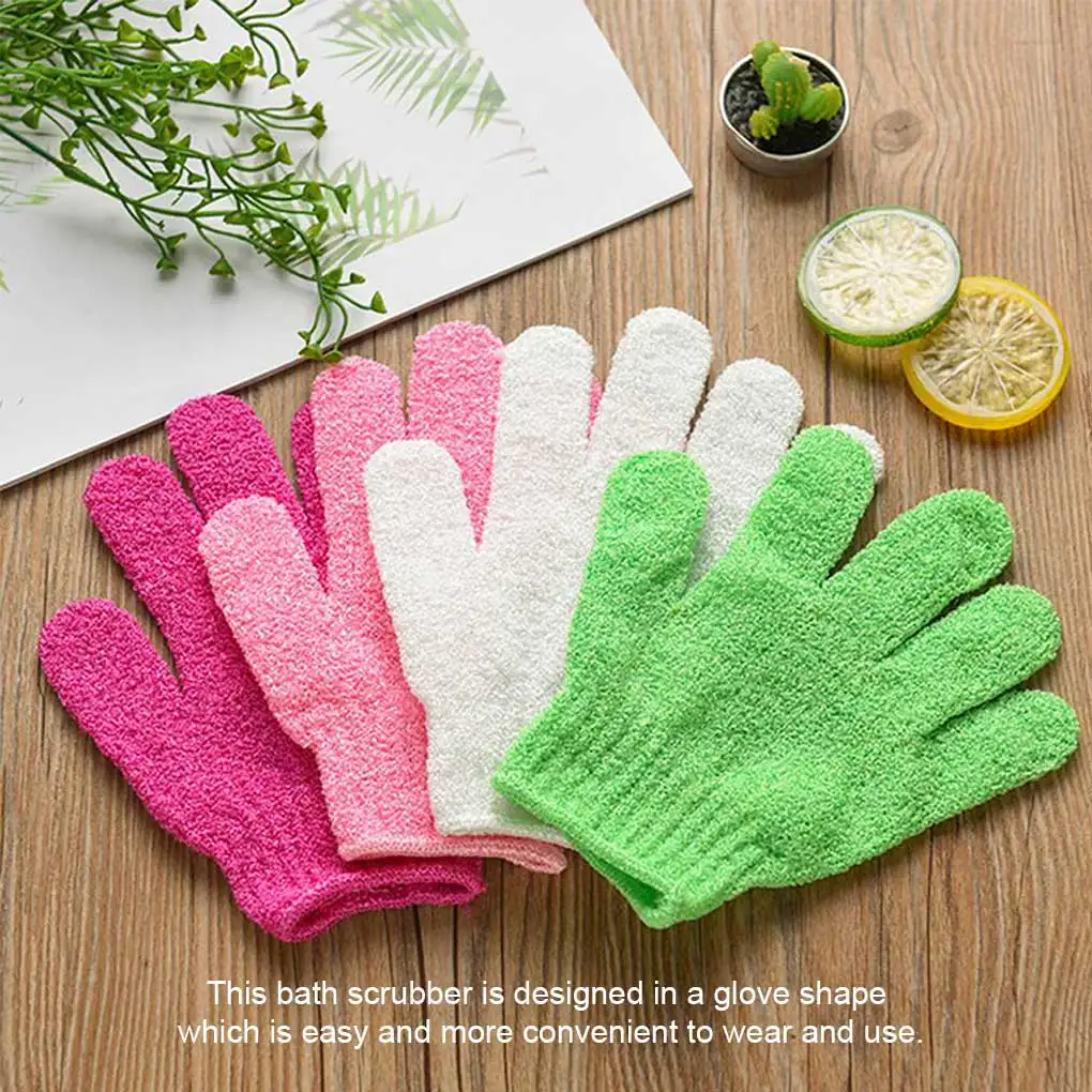 Bath Glove Shower Manual Scrub Gloves Massage Elastic Wearable Reusable Bathing Scrubber Portable Household Purple