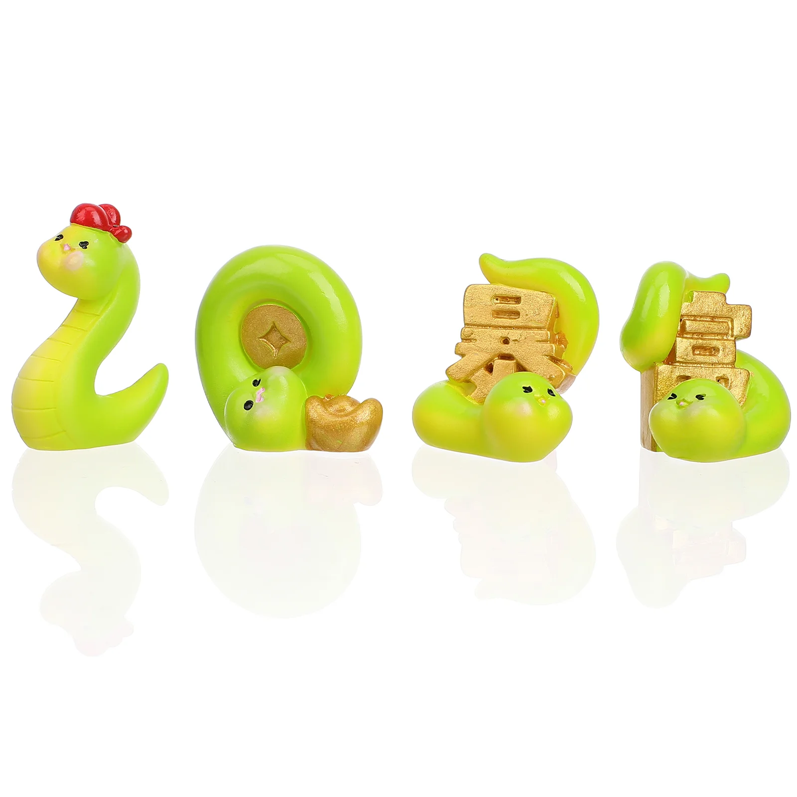 

4 Pcs Snake Ornaments Chinese New Year Decorations Decorate Shelf Decors Cute Sculptures Resin Home Desktop