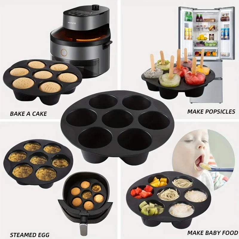 7 Cups Airfryer Silicone Muffin Pan Cupcake Mold for 3.5 to 5.8 L Air Fryer Accessories Non Stick Mini Cake Mould