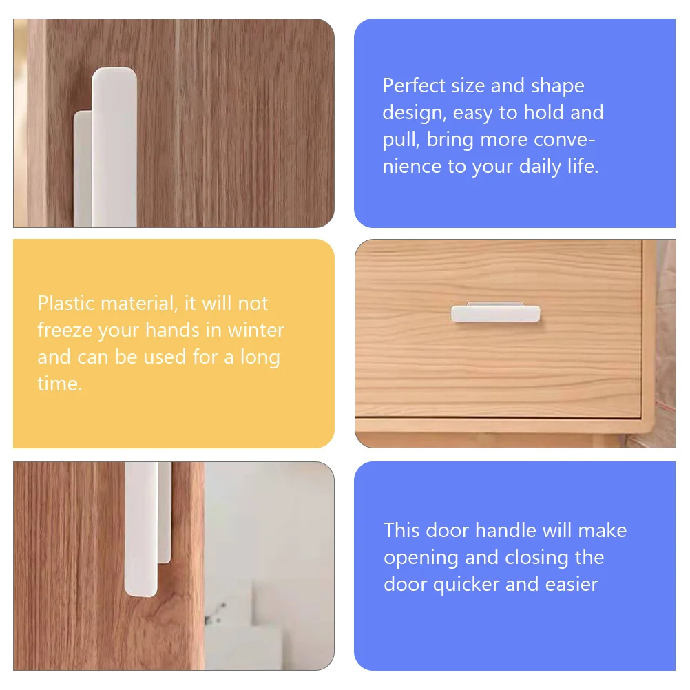 8 أزواج من المقابض اللاصقة لسحب الباب البلاستيكي للأبواب المنزلقة لا يتطلب لكمة مقبض قبضة ناعم للخارج الداخلي #6