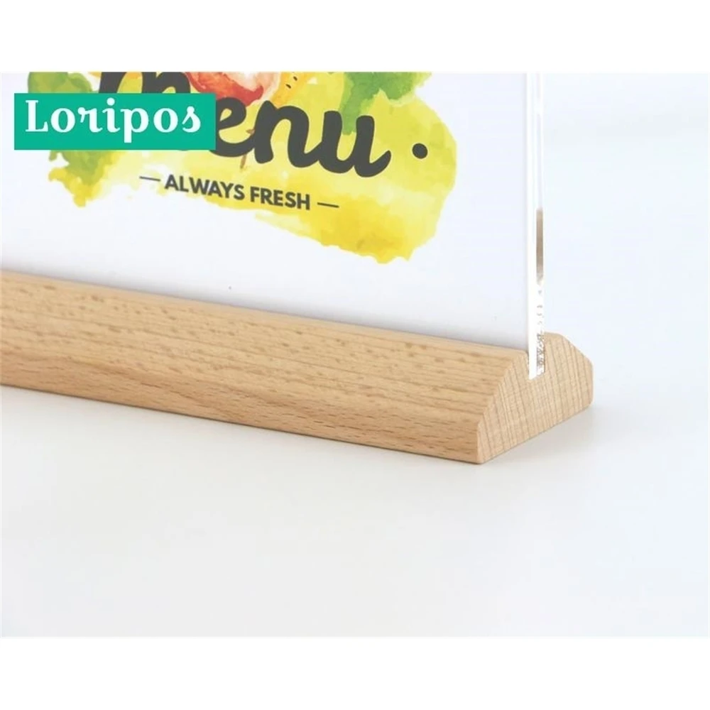 A6 Horizontal Wood Menu Card Frame 100*150mm Acrylic Price Sign Display Rack Table Desk Label Holder Stand Acrylic Sign Holder