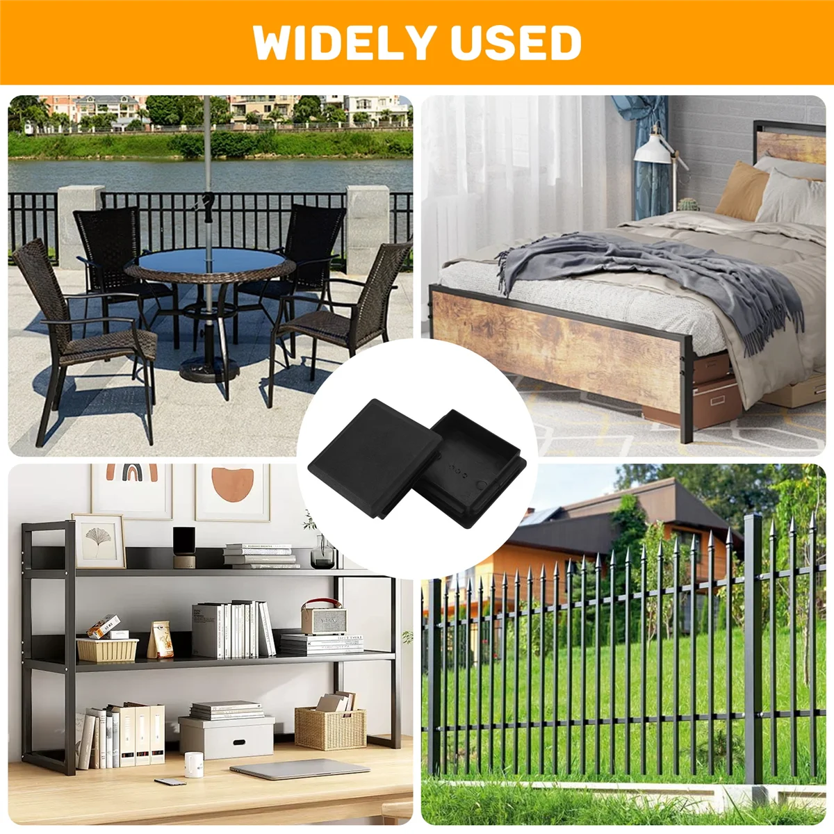 品質！ 80mm x 80mm 正方形プラスチックキャップパイプチューブインサートエンドプラグ 2 個