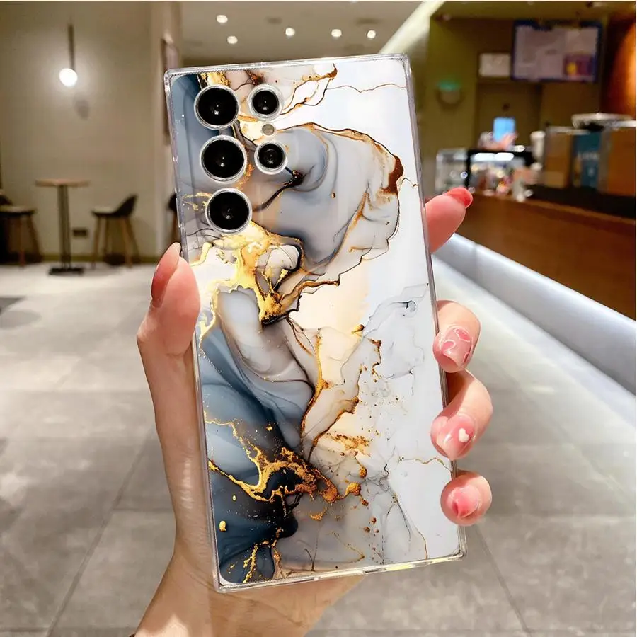 Interessante custodia in marmo per Samsung Galaxy S25 Ultra Note 10 20 Ultra S24 FE S20 S10 Plus S22 S23 S21 Trasparente morbida