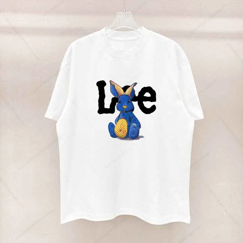 

New Pure Cotton Motorcycle Clothing Luxurious Cartoon Letter Printed Harajuku Round Neck Casual Men's and Women's T-shirt