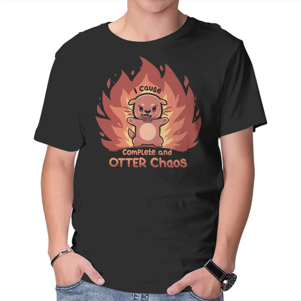 Otter Chaos Anime Graphic T-shirts for Men Clothing Women Short Sleeve Tees New Arrivals Unisex Summer