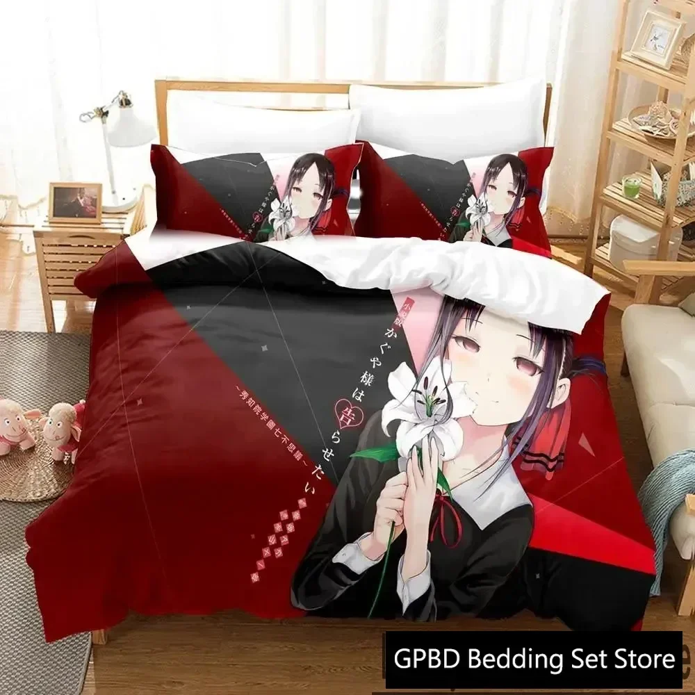 Anime Kaguya-sama Love Is War Bedding Set Duvet Cover Bed Set Quilt Cover Pillowcase Comforter king Queen Size Boys Adult