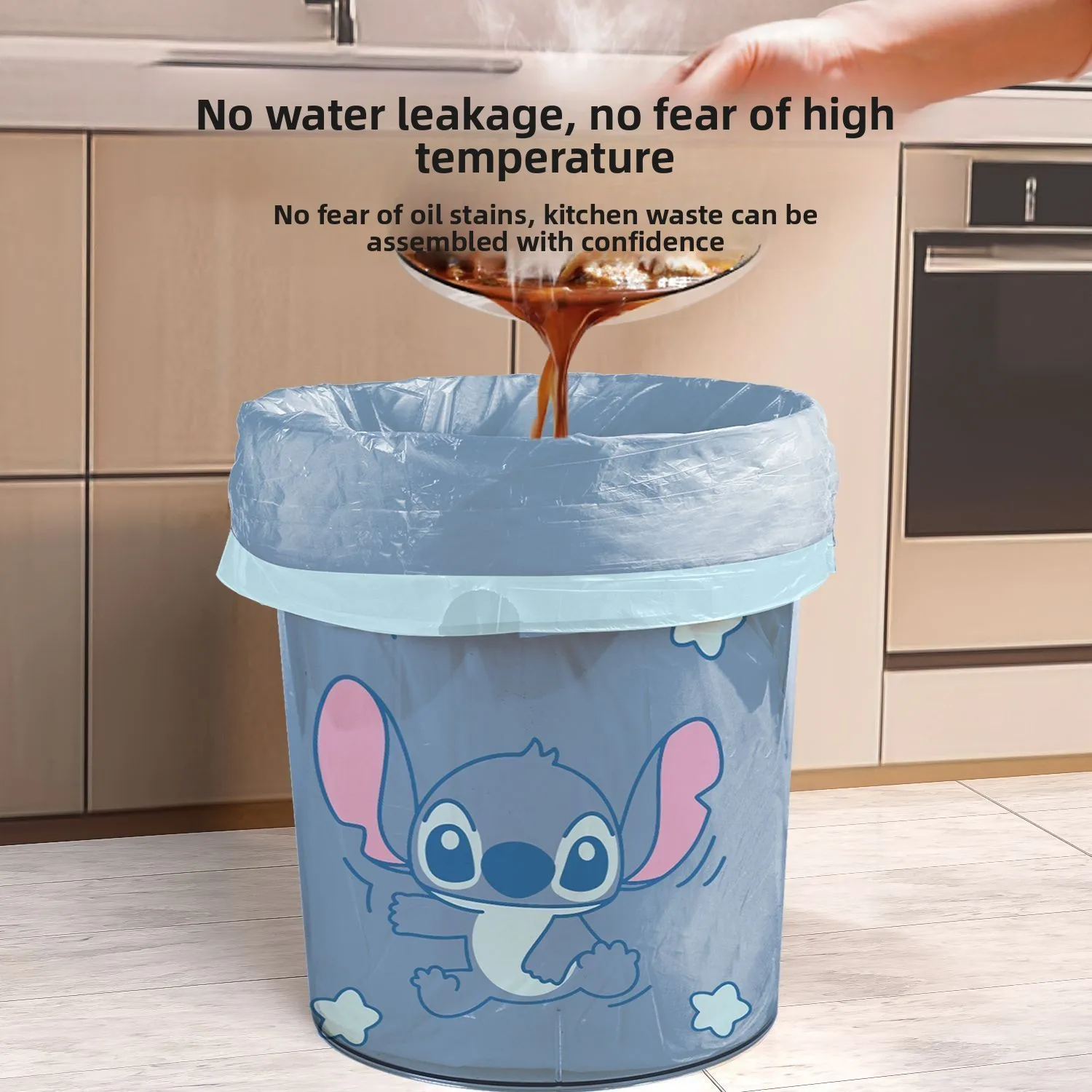 Sac poubelle de dessin animé Stitch, 24 pièces, grande capacité, épais, parfumé, mignon, sac de rangement de cuisine, périphérique Anime, vente en gros