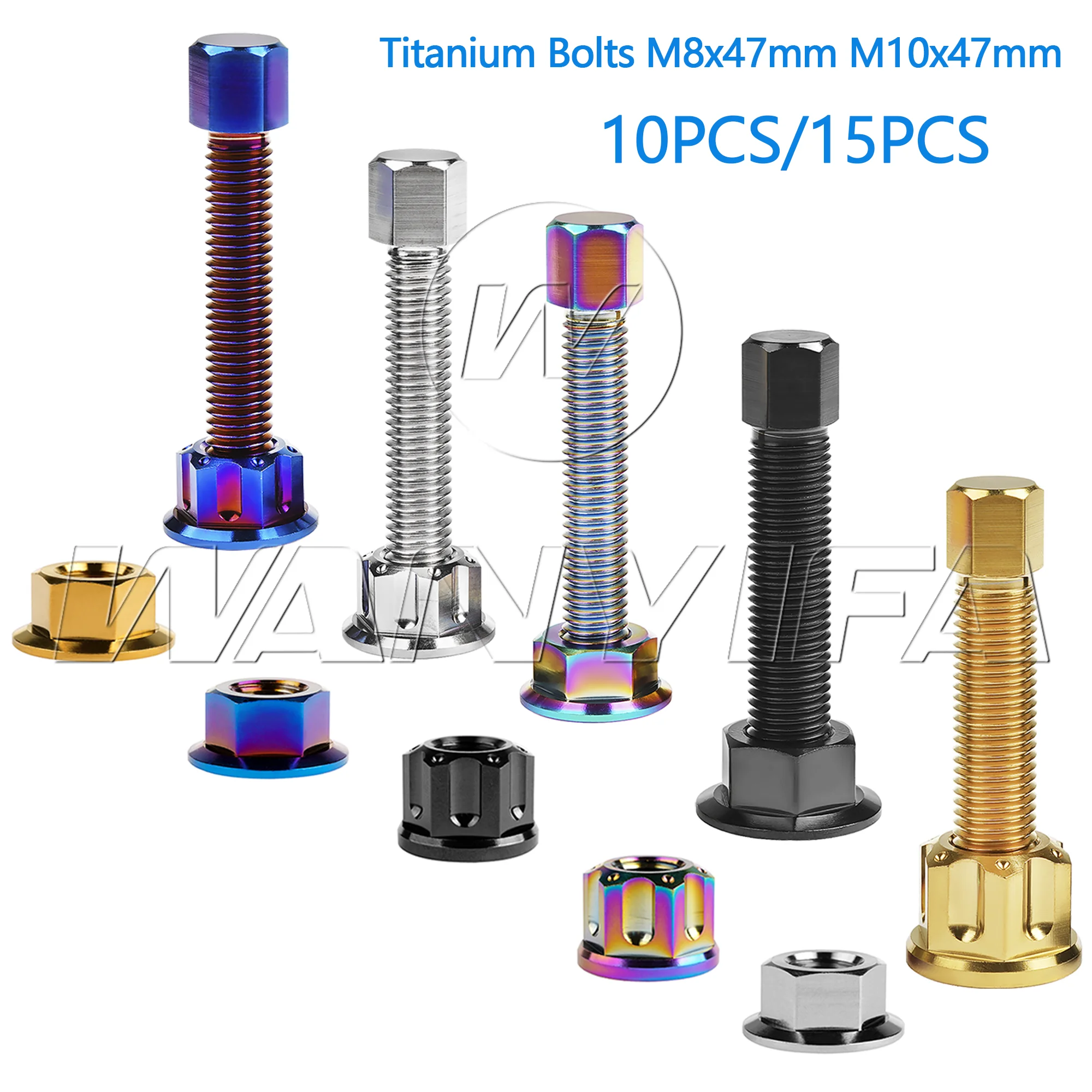 

Wanyifa Titanium Bolts M8/M10x47 Chain Adjusting & Nut Set (1.25mm Pitch) for Motorcycle Chain Tensioner Kits 10/15pcs