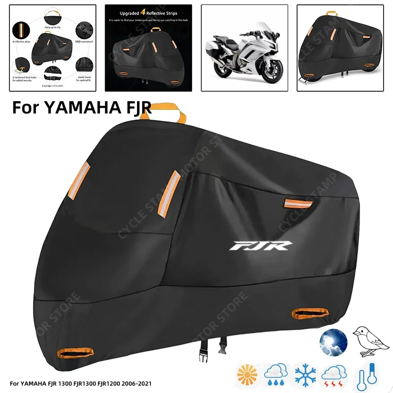 

Waterproof Motorcycle Cover For YAMAHA FJR 1300 FJR1300 FJR1200 2006-2021 Outdoor Protection Against Rain Dust Debris Weather