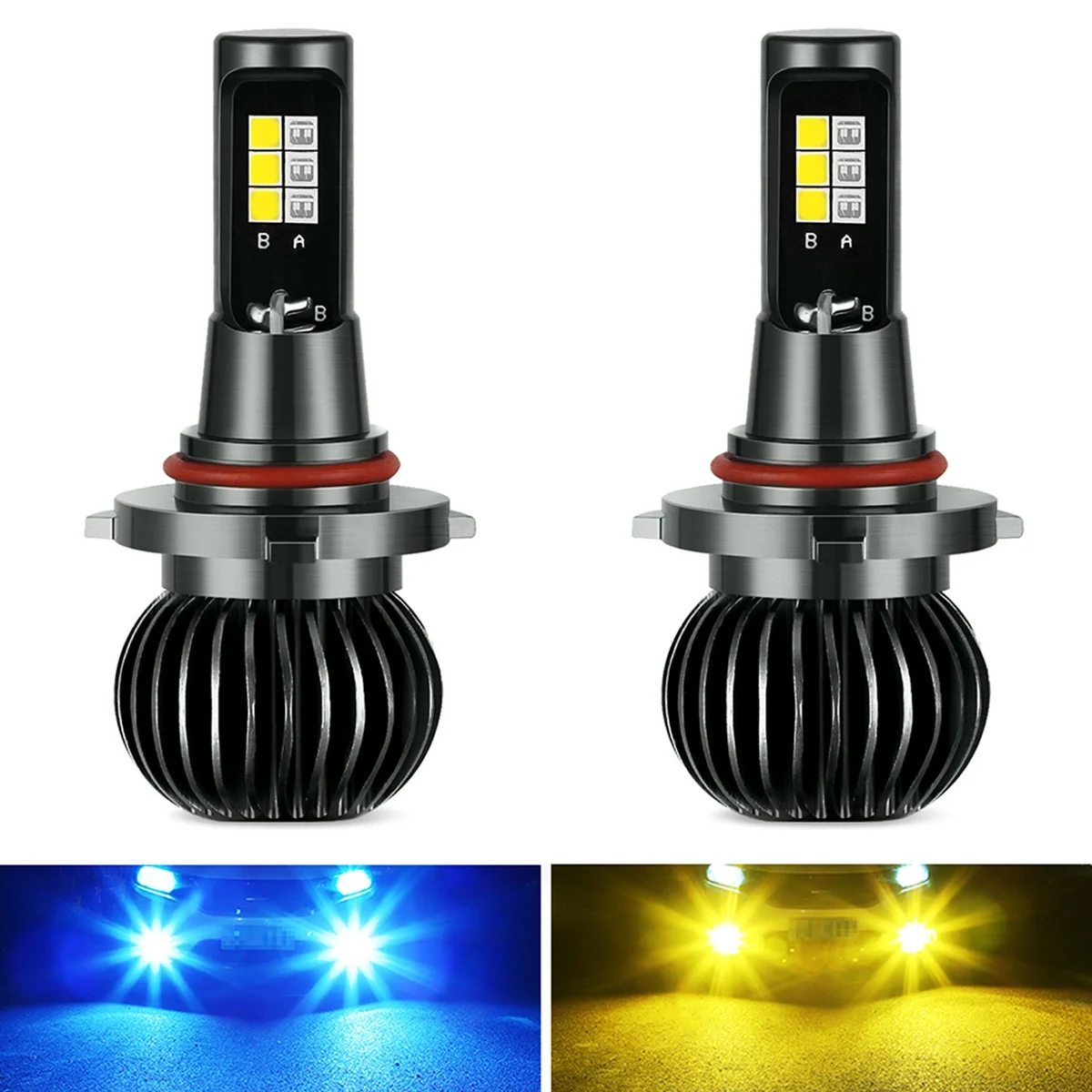 Fog Light Bulb LED Amber+Blue Dual Color for Trucks Cars Lamps DRL Lights Kit Bulbs 9-32V 30W 3000LM,9006 9005