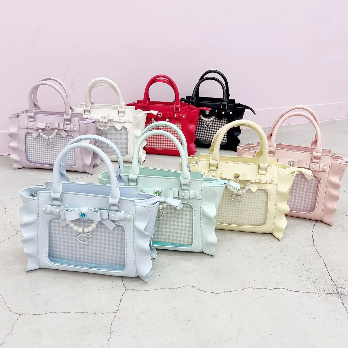 Japanese Lolita Crossbody Shoulder Bags Tote 2025 New Sweet Cute Bow Pearl Pendant Lace Mini Bags for Girls Kawaii Hand Bags