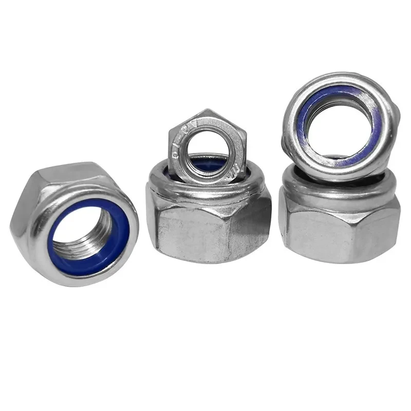 

M2-M30 304 Stainless Steel Nylon Insert Lock Nuts / DIN985 Hexagon Self-Locking Nuts A2-70 Full Size Range