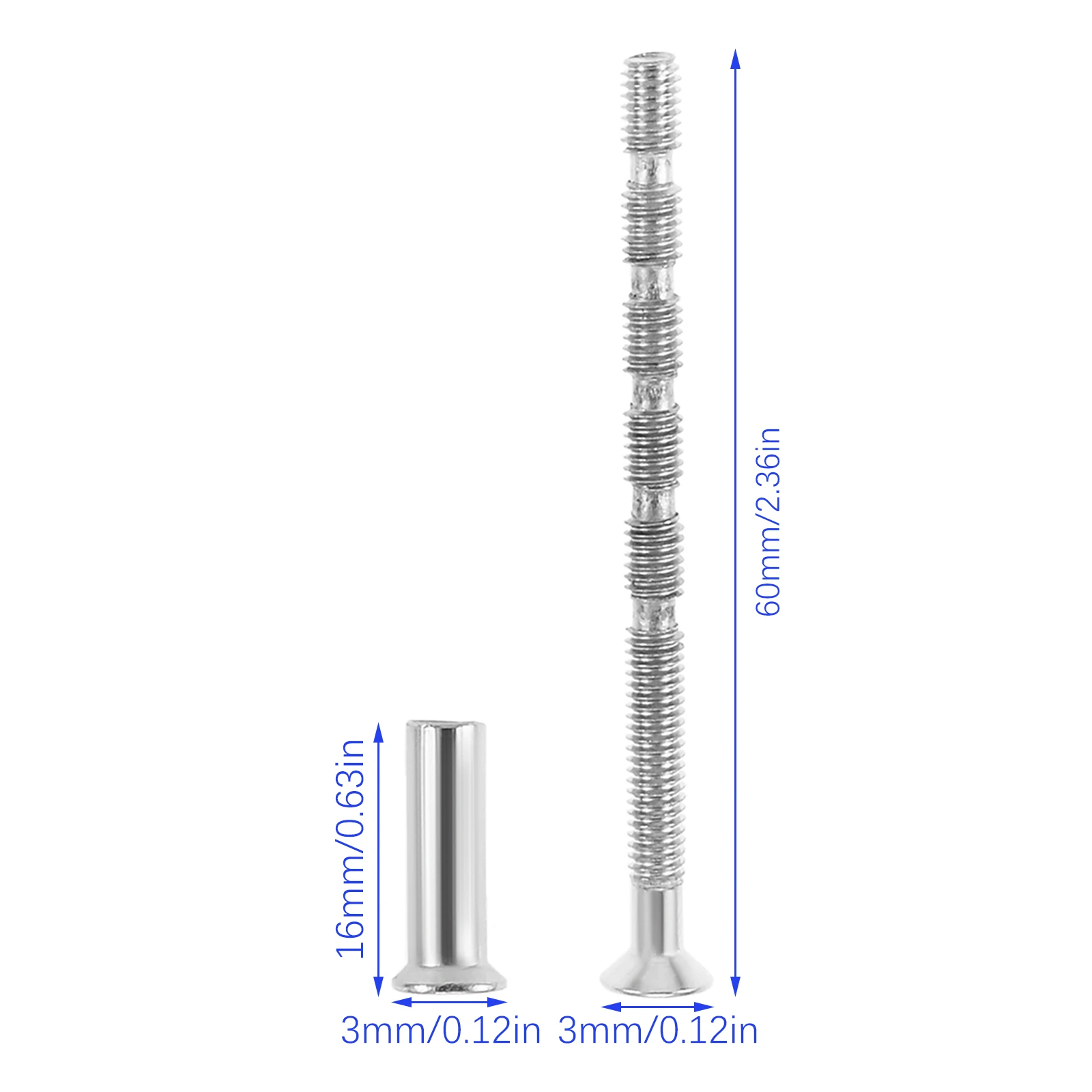 10 Sets M3-Türgriffschrauben-Set, 3 mm, schneidbare Türgriffschraube durch Befestigungen für Türgriff, Rosen, Knöpfe, Schloss und Rosetten