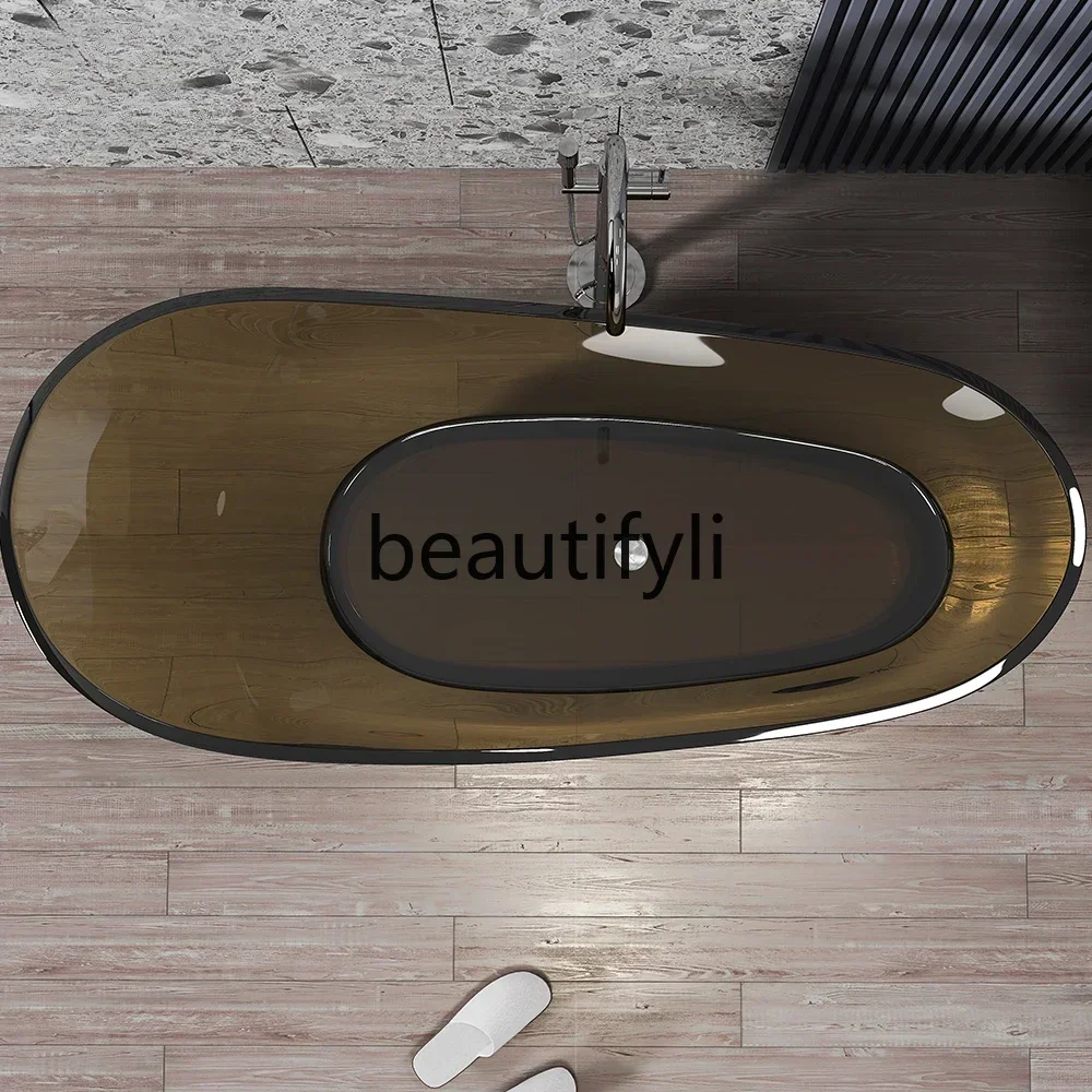 182Q1.7 meters brown transparent freestanding hotel villa clubhouse foreign trade exit double adult household bathtub bathtub