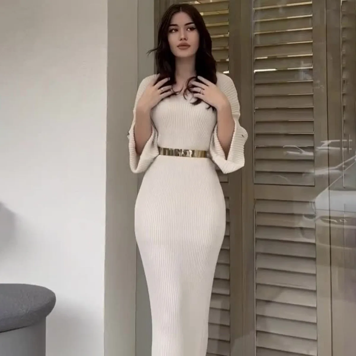 

Ид мусульманское вязаное платье для женщин, зимние платья-свитера, Джалабия, кафтан, Vestidos, арабский длинный халат, Рамадан, Марокко, Дубай, Абая 2026