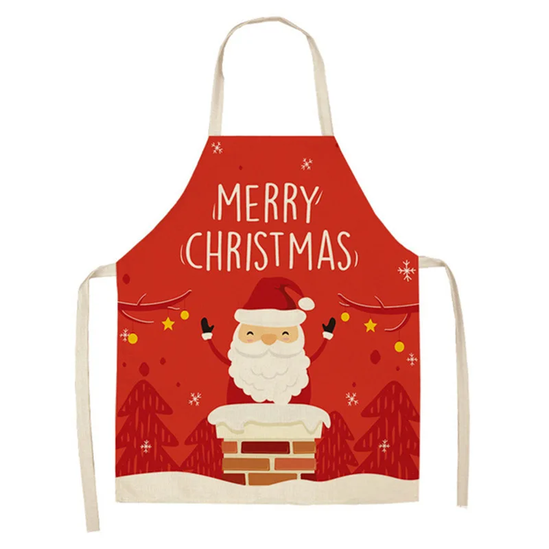 Anti-oil and anti-stain Christmas apron linen cleaning tools kitchen restaurant home decoration supplies