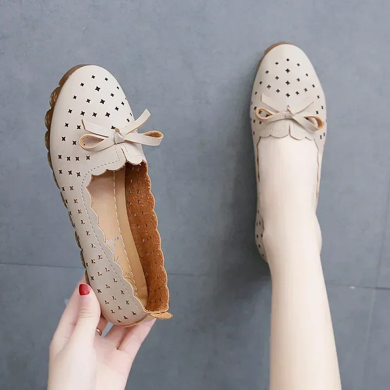 2024 Autumn Women Flats Lightweight Women Flats Soft Moccasins Women Genuine Leather Shoes Flat Shoes Woman Loafers Casual Shoe