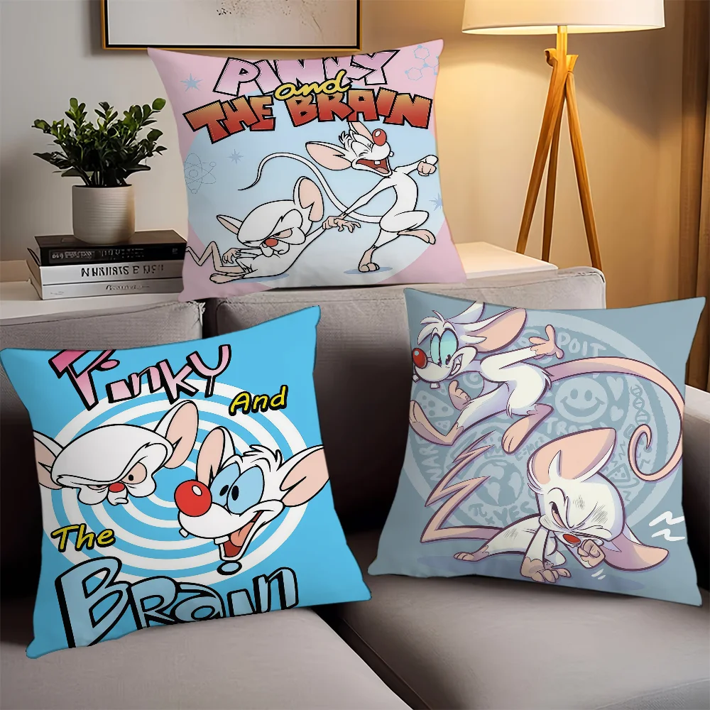 

Cartoon cute P-pinky and T-the B-brain Pillow Case Office Cushions Suitable For Sofa Car Bedroom Decorative Cushion Cover