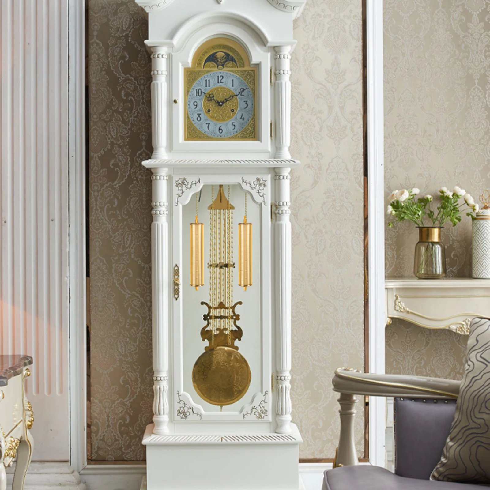 

1 set Grandfather Clock Decorative Hammer Replacement Weights Metal Hollow Office Floor Wall Clock Parts Supply