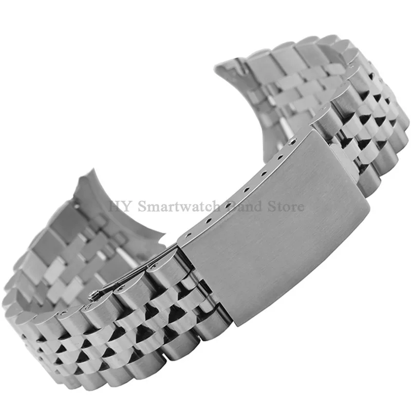 Correa de reloj de acero inoxidable para Rolex, pulsera de Jubilee, extremo curvo, accesorios de hebilla plegable, 18mm, 19mm, 20mm, 21mm