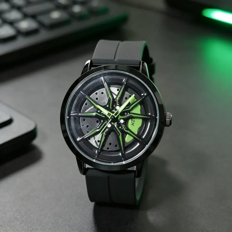 A New Round Wheel Dial Design Men's Silicone Watch Strap Quartz Wristwatch, Suitable for Men's Daily Work, Travel, Fashionable