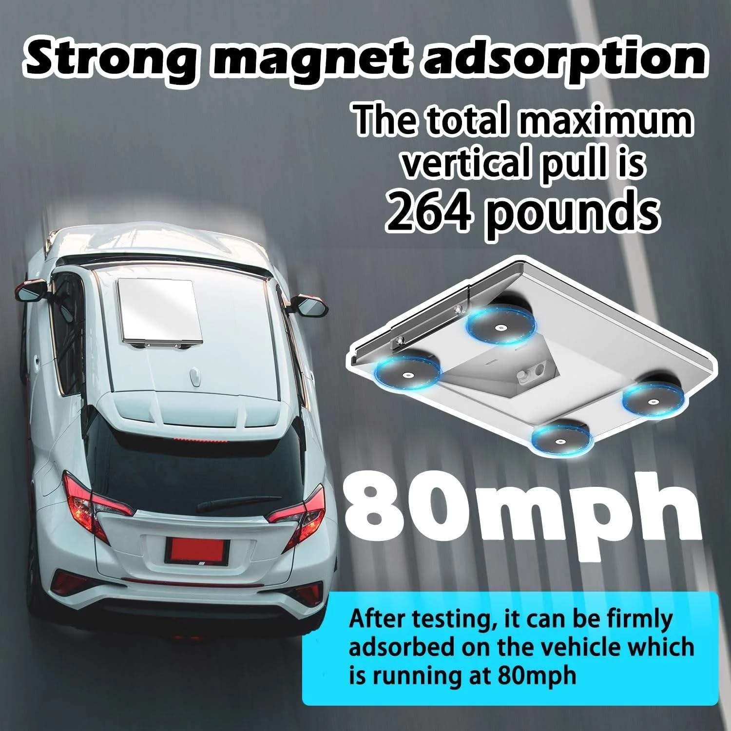 Flat Suction Cup Car Roof Mount Adjustable Pure Aluminum Frame High Strength PC Cover Plate 360 Protection Bracket Kit