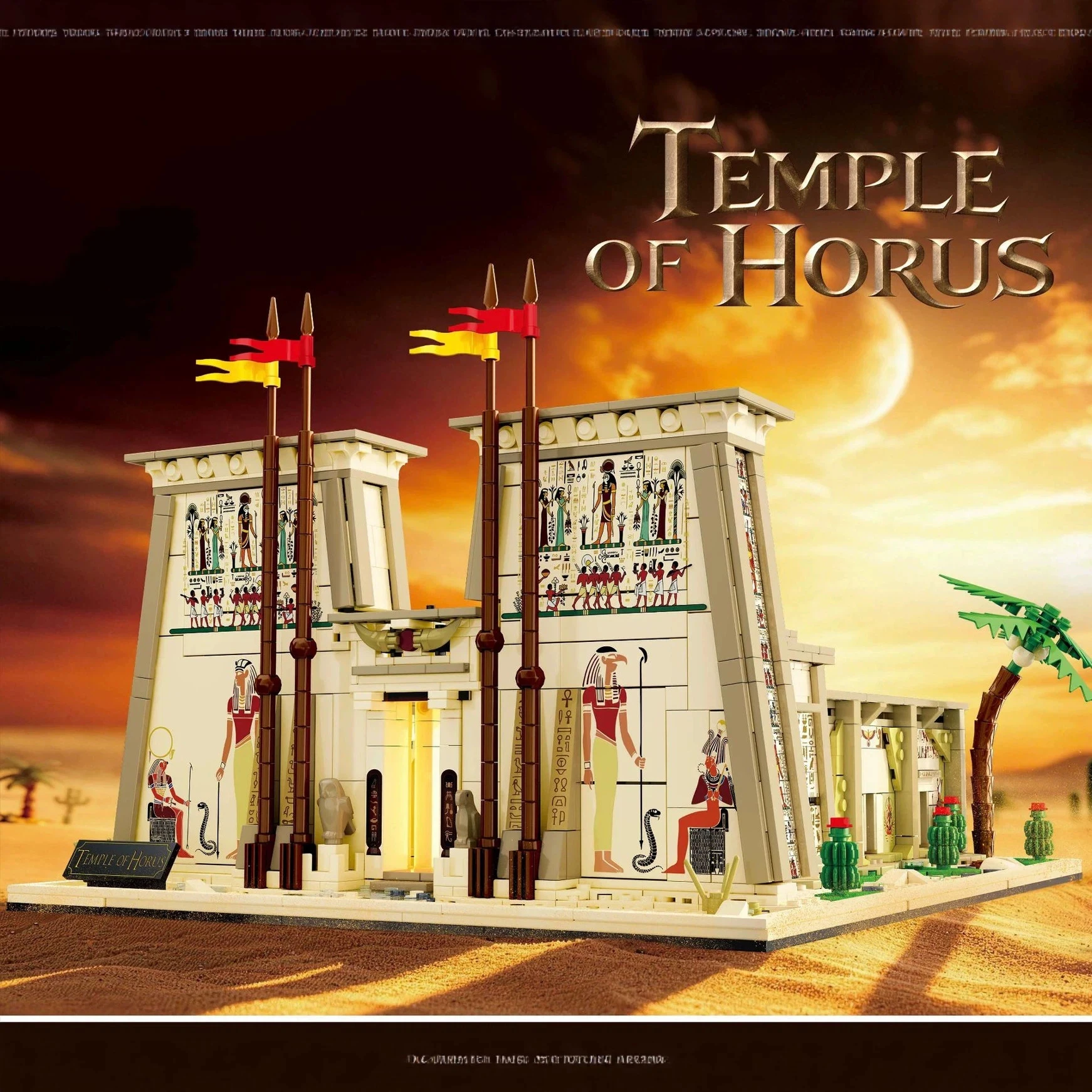 2073PCS MOC Temple of Horus Model Building Blocks City Street View Famous Houses Architecture Assemble Bricks Toys Adult Gifts