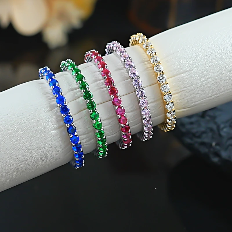 Karachis قوس قزح دائرة رقيقة 925 خاتم فضة صغير طازج بسيط عصري التراص المتخصصة الدائري شخصية الحد الأدنى مجوهرات