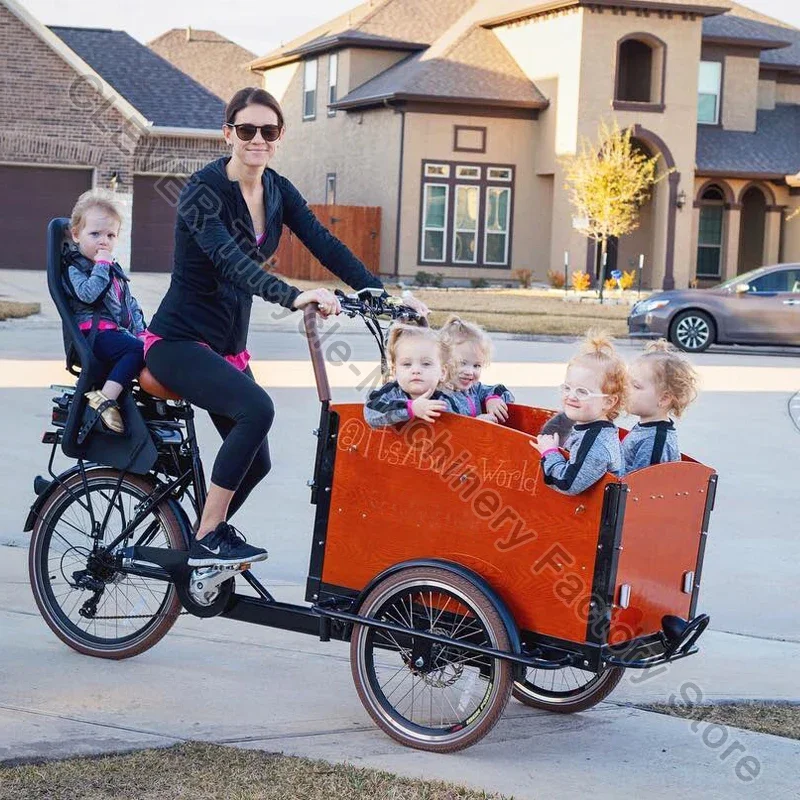 

3 Wheels Pedal Dutch Adult Tricycle Cargo Bike Family Tricycle Transport Kids Pets For Sale Factory Price Customized