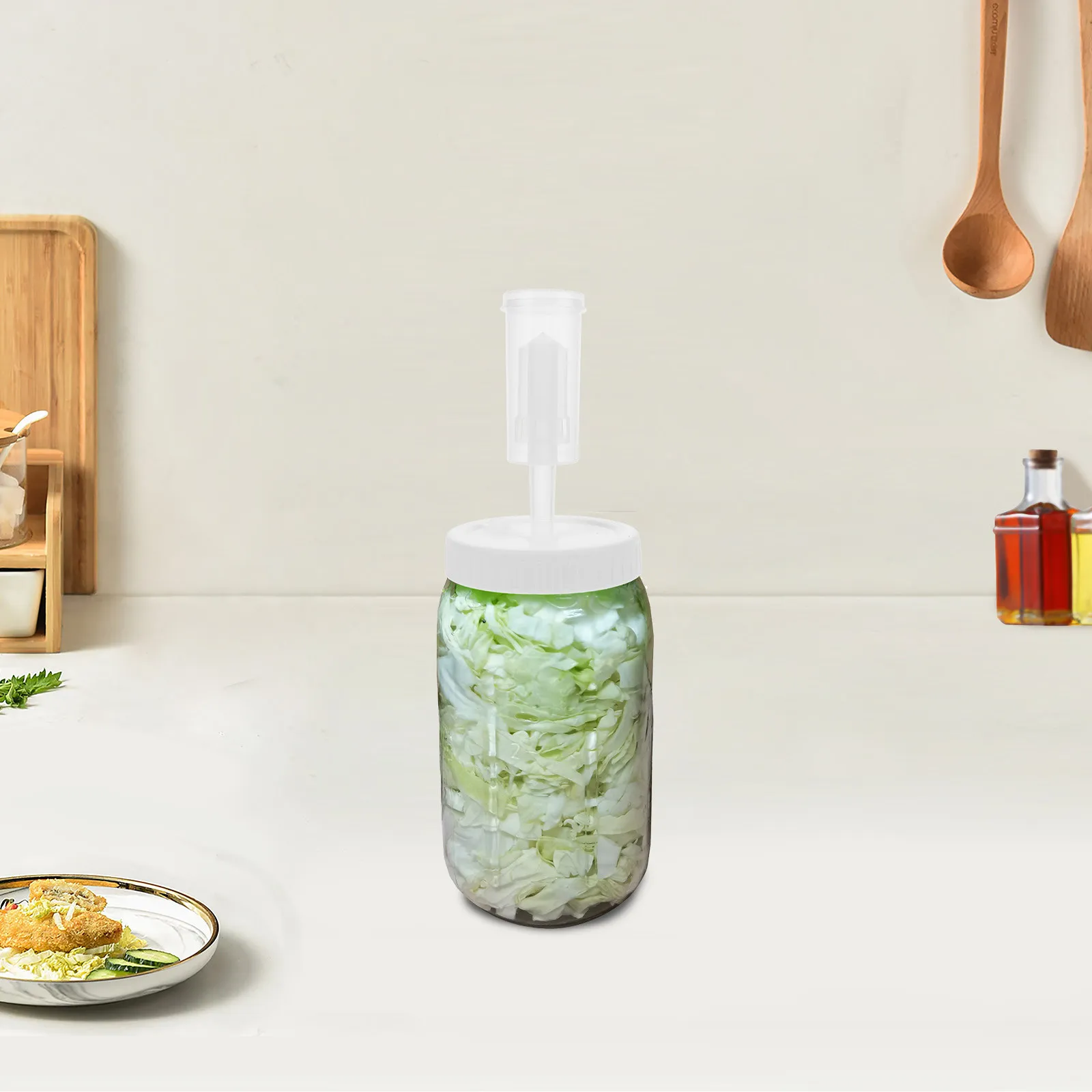 2Pcs Mason Jar Fermentation Lids Wide Mouth 86Mm Plastic Airlock Design Reduced Oxidation Fermenting Tools for Home Brewing