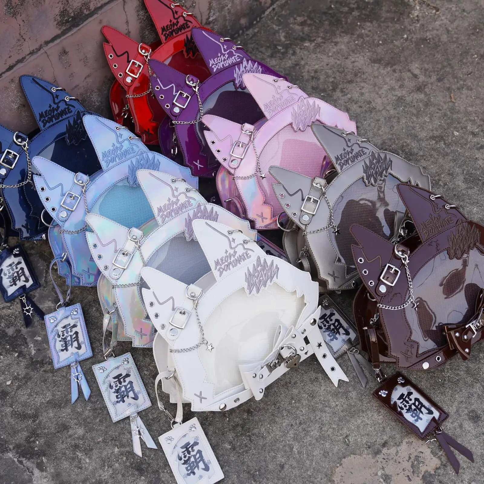 Original Y2K Two-dimensional Cat Itabag Hot Girl Transparent Shoulder Bag Otaku DIY Comic Display Crossbody Bag Fashion Backpack
