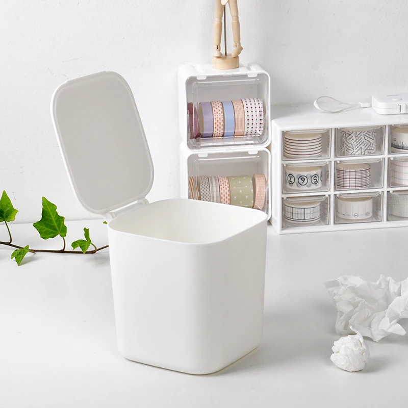 

MOHAMM 1 Piece Simple Desktop Mini Garbage Trash Bin for Student Desk Organizer Cute Table Accessories