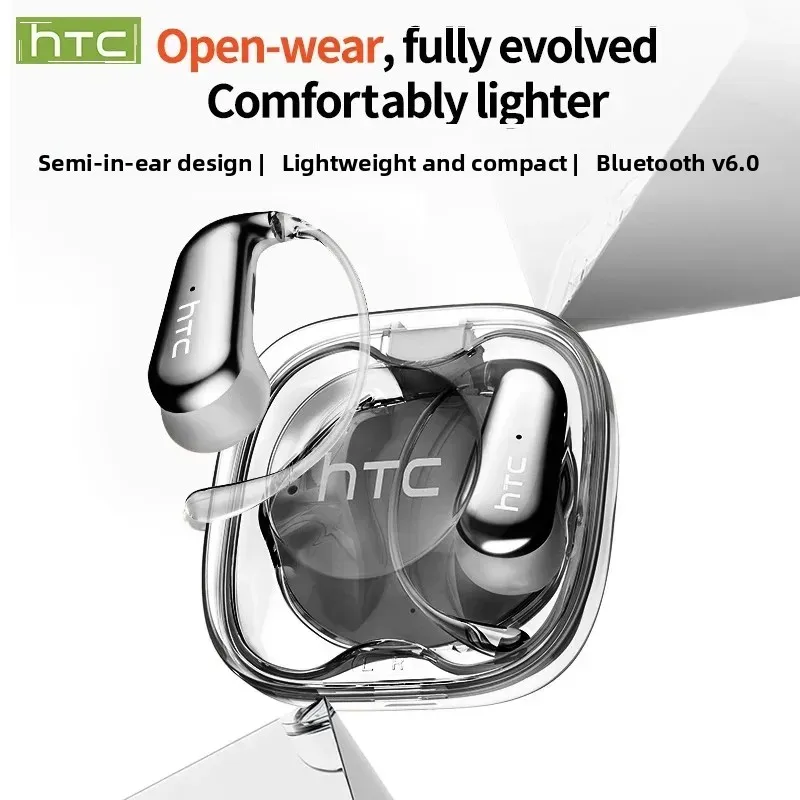 سماعات بلوتوث لاسلكية HTC NE38 سماعات بلوتوث شفافة خطافات أذن OWS خفيفة الوزن رياضية من التيتانيوم سلك مشبك أذن بدون AI #1