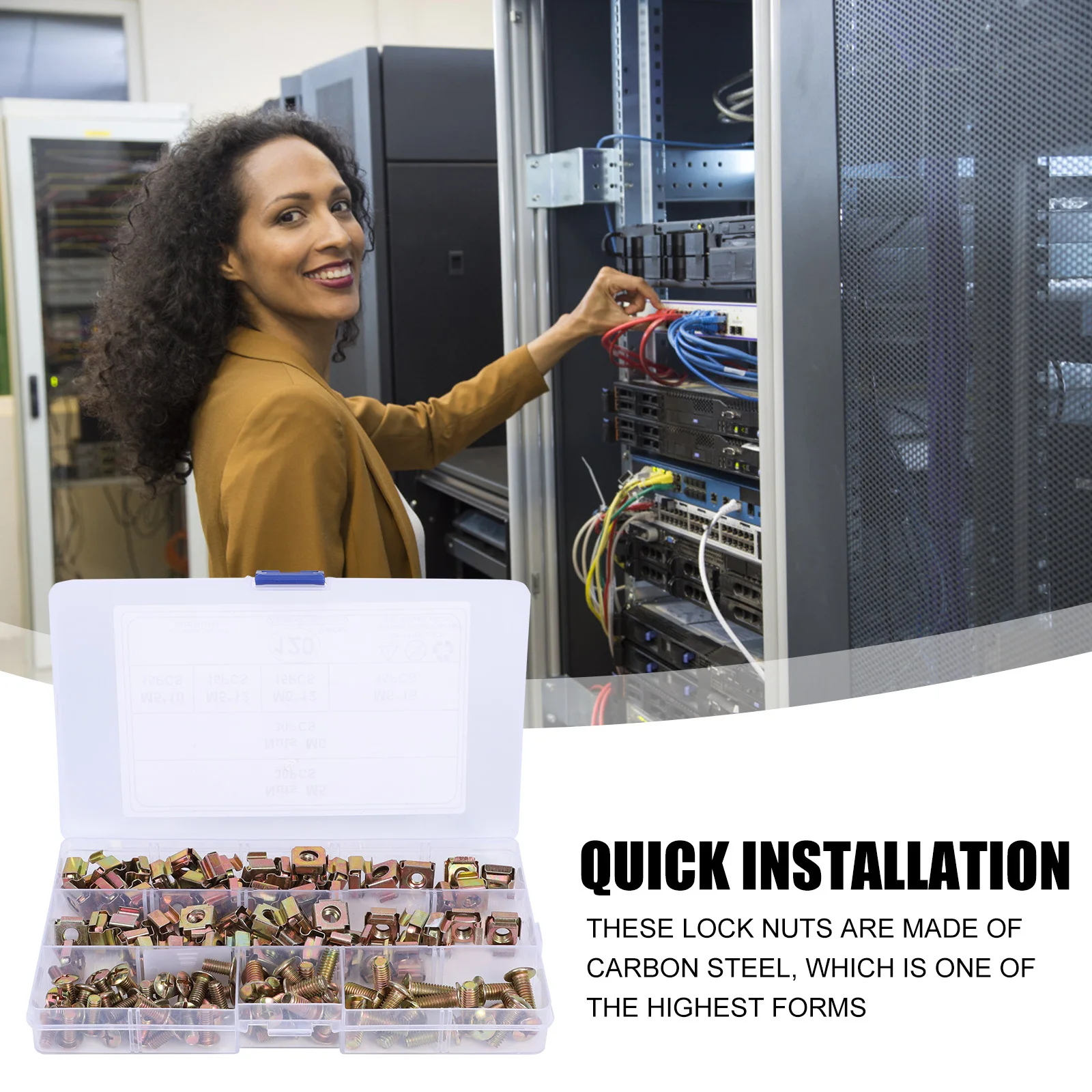 

120Pcs Cage Nut Insert Kit Carbon Steel Floating Lock Nuts for Square Hole Rack Mount Server Cabinet Screws Metric M5