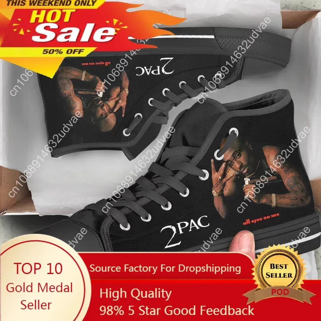 

Hot Summer Rap 2pac Tupac All Eyez on Me Arrive Fashion Lightweight High Top Classic Canvas Shoes Men Women Sneakers Board Shoe